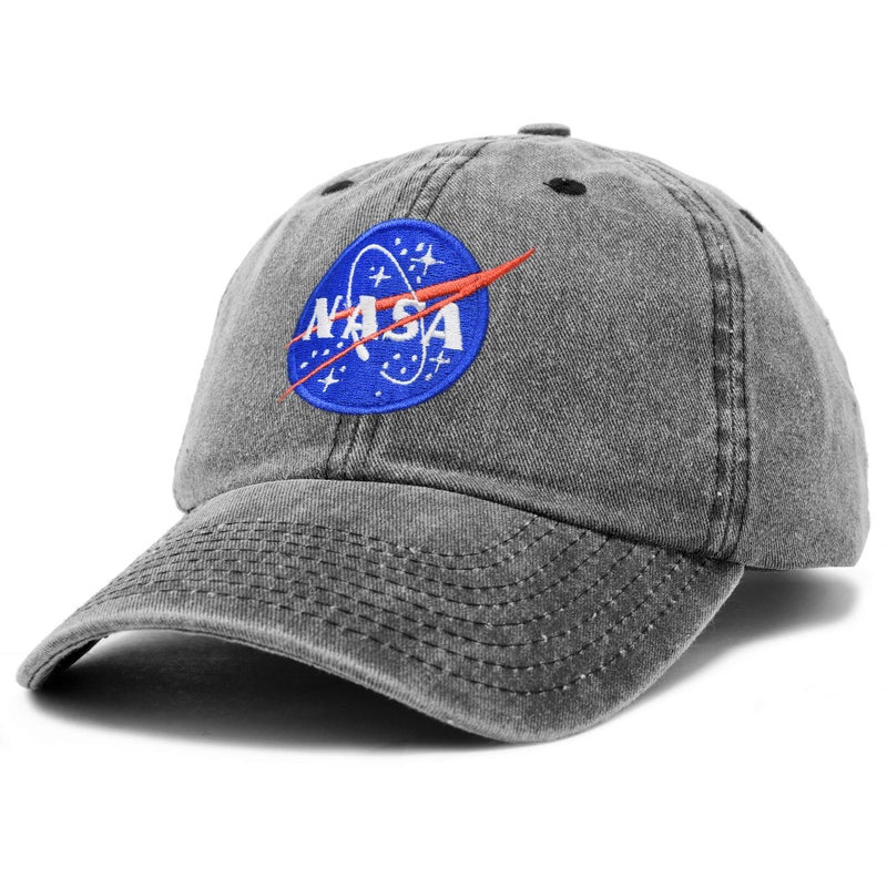 DALIX NASA Embroidered Mens Womens Cotton Dad Hat Baseball Cap Adjustable in Washed Black - Image 4